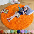 Orange Circle Round Rug 6Ft Fluffy Shag Area Rug - Cozy Kids Room