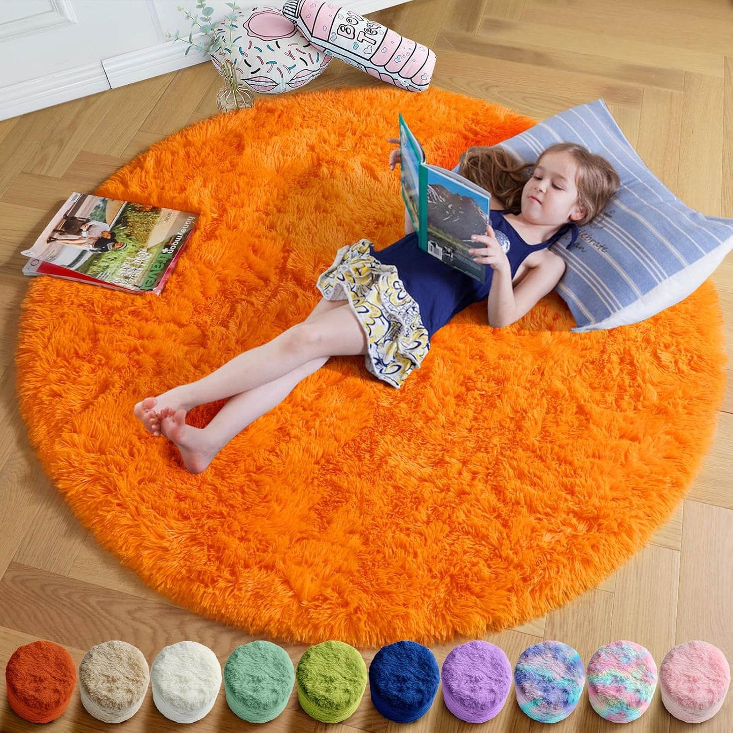 Fluffy Furry Shag Area Rug 6Ft for Living Room Bedroom Decor