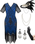1920s Flapper Dress with Accessories - Gatsby Fringe Cocktail Dress