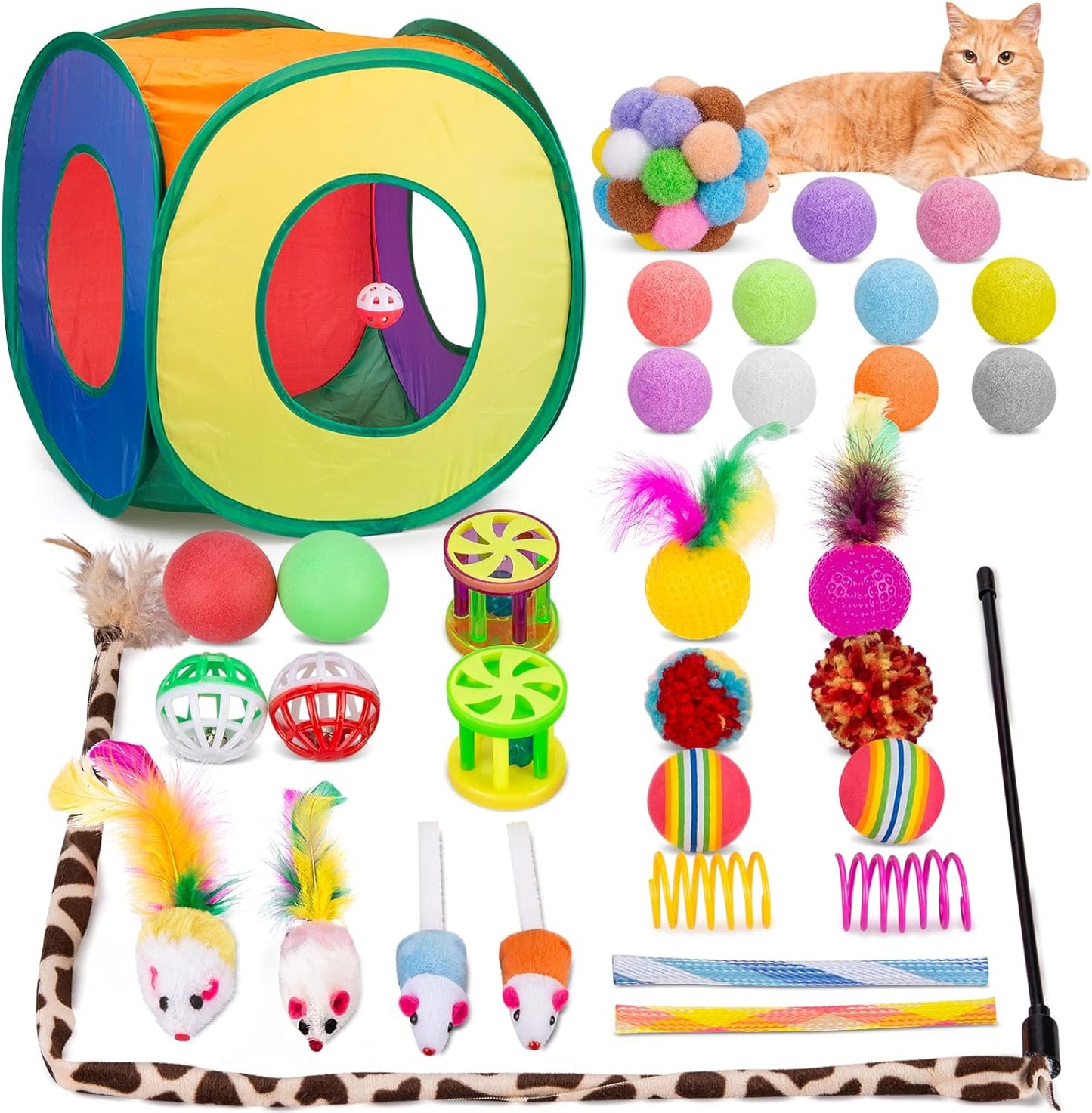 33 PCS Interactive Cat Toys Set by Retro Shaw