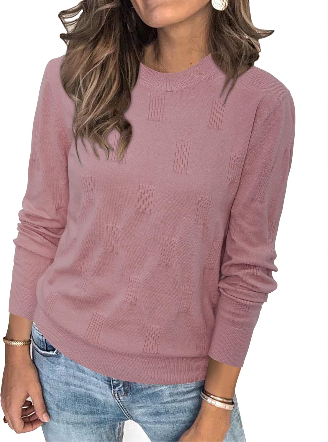 Arach&Cloz Women's Soft Knit Sweater Dressy Casual Pullover Tops