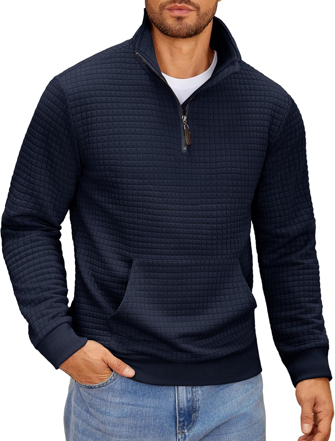 COOFANDY Mens Quarter Zip Sweatshirt for Casual Style