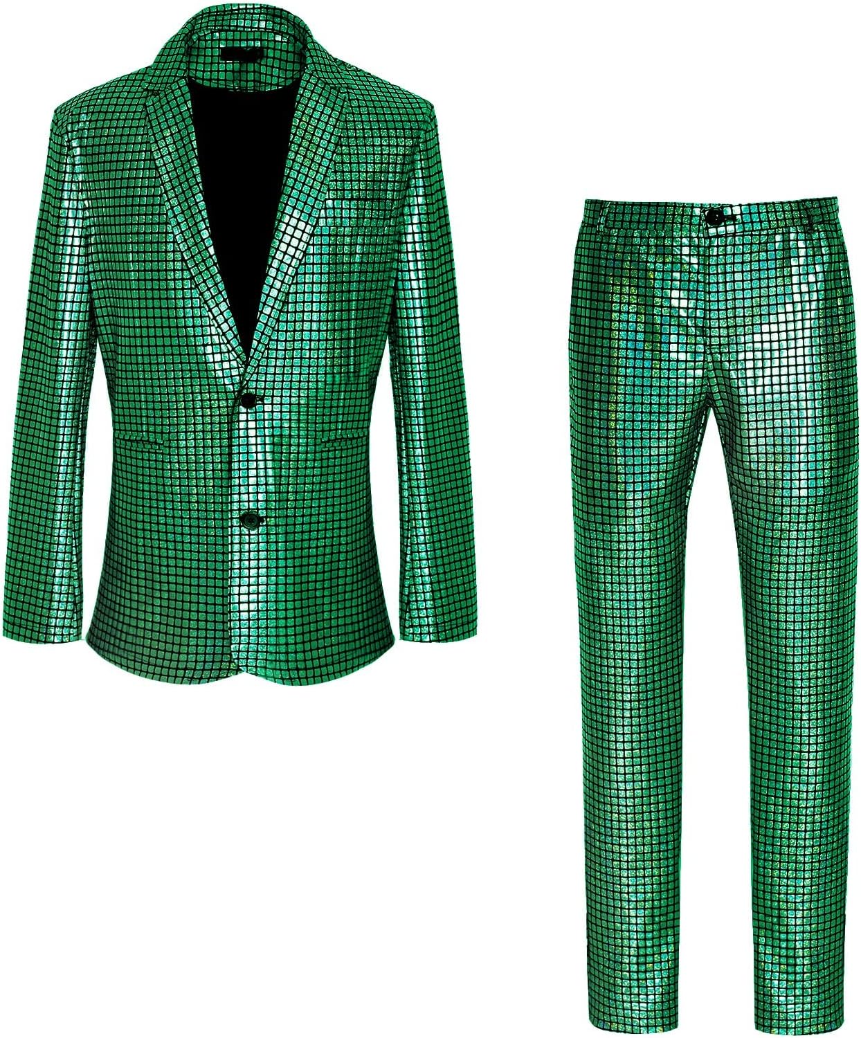 Men's 70s Disco Outfit Rainbow Suit Sequin Jacket and Pants