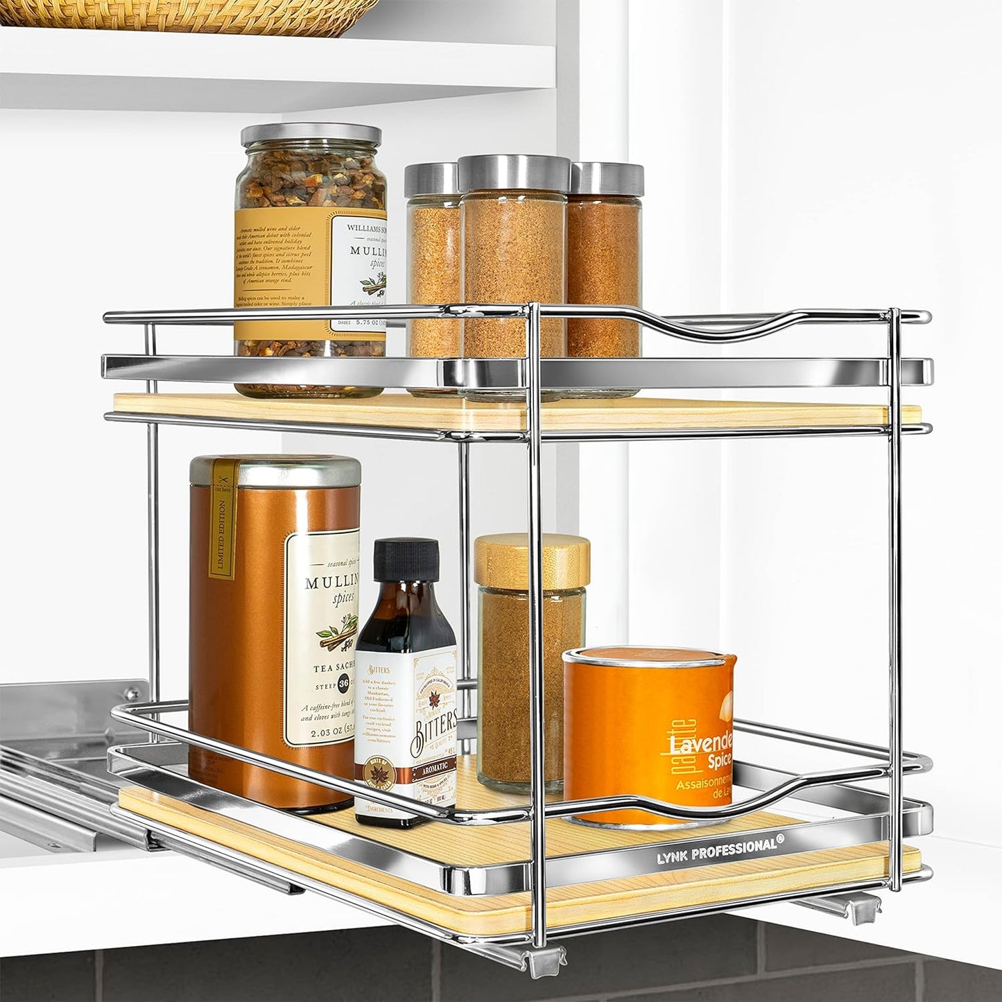 LYNK PROFESSIONAL Pull Out Spice Rack Organizer for Cabinets