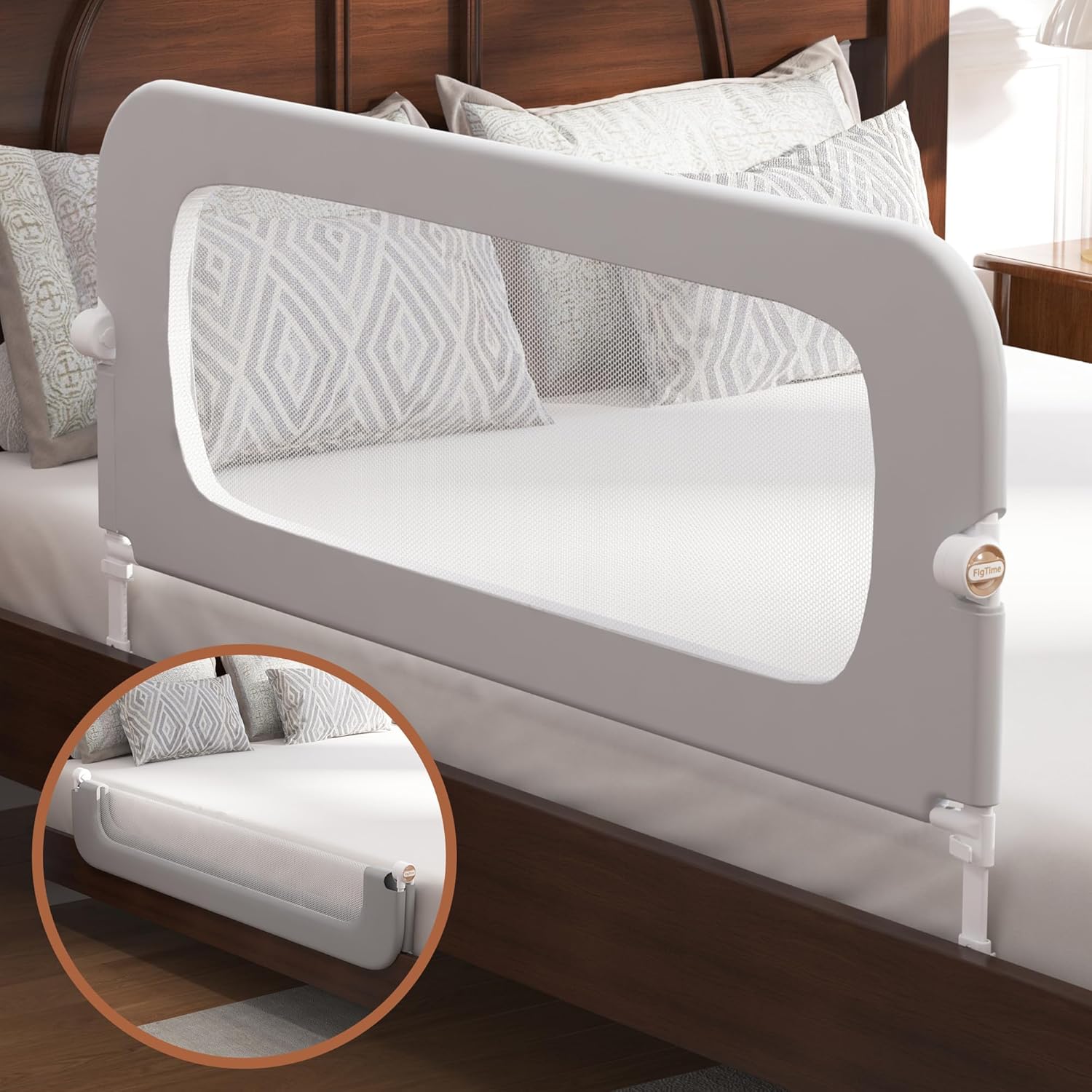 Toddler Bed Rail Guard for Kids, Adjustable & Foldable Design