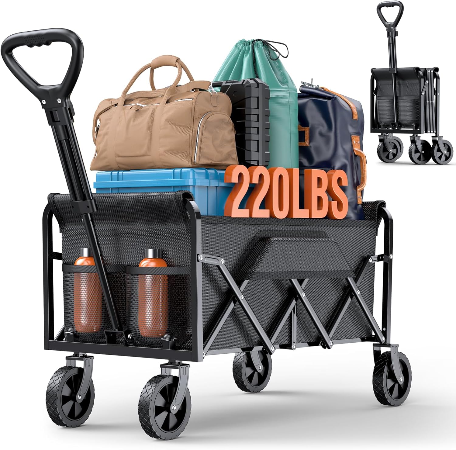 Collapsible Wagons Carts Foldable for Beach, Garden, Sports