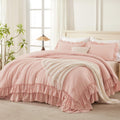 Blush Queen Comforter Set 90x90 in - Soft Ruffle 3-Piece