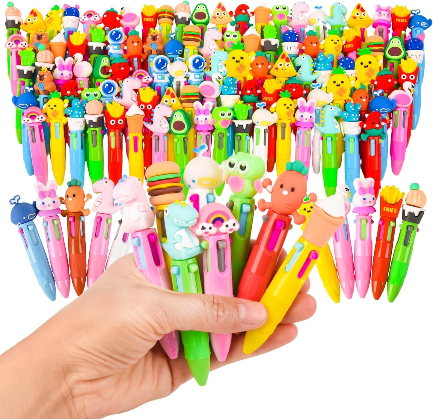 LiYiQ 100 PCS Multicolor 4-in-1 Cute Ballpoint Pens for Kids