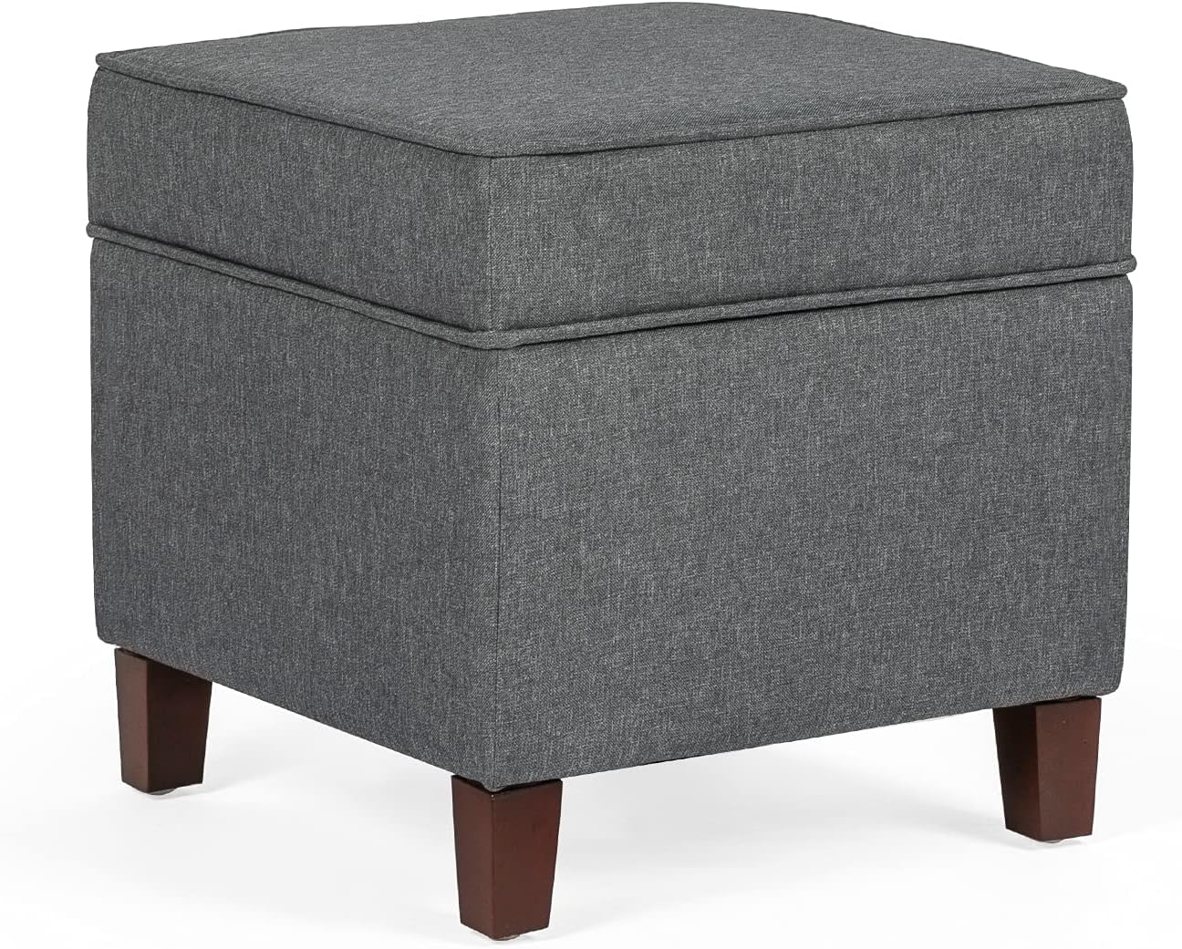 Adeco Square Storage Ottoman Bench with Hidden Footrest in Gray