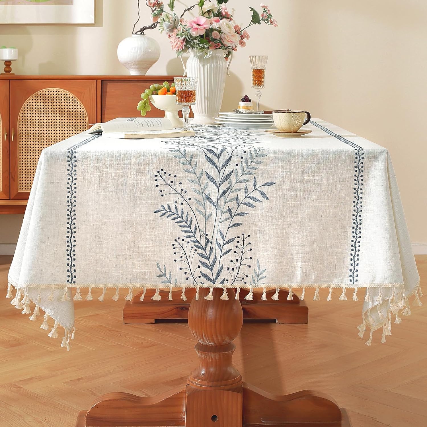 Laolitou Heavy Duty Cotton Linen Table Cloth for Elegant Dining