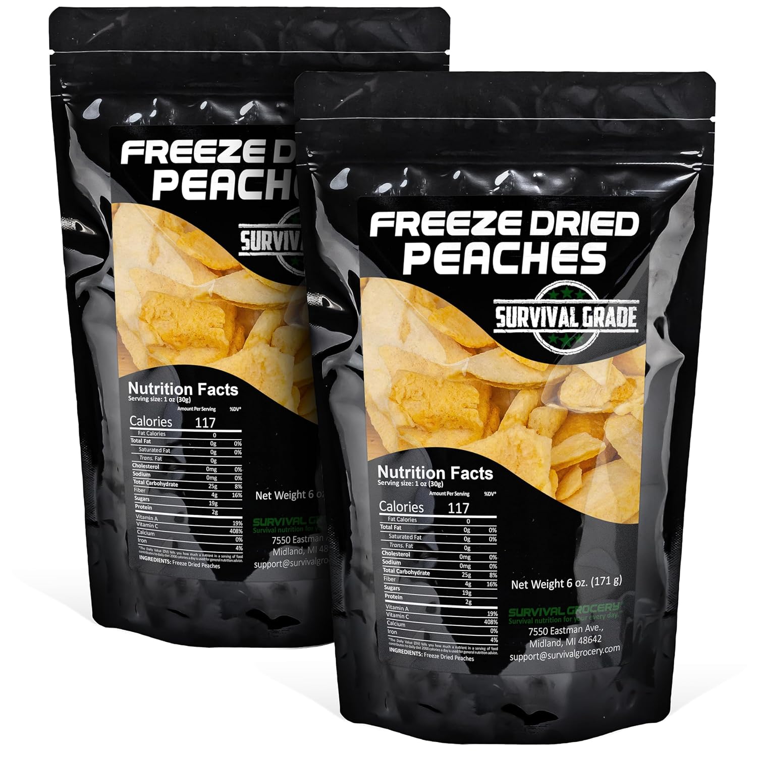 Survival Grocery Freeze Dried Peaches - All-Natural Healthy Snack