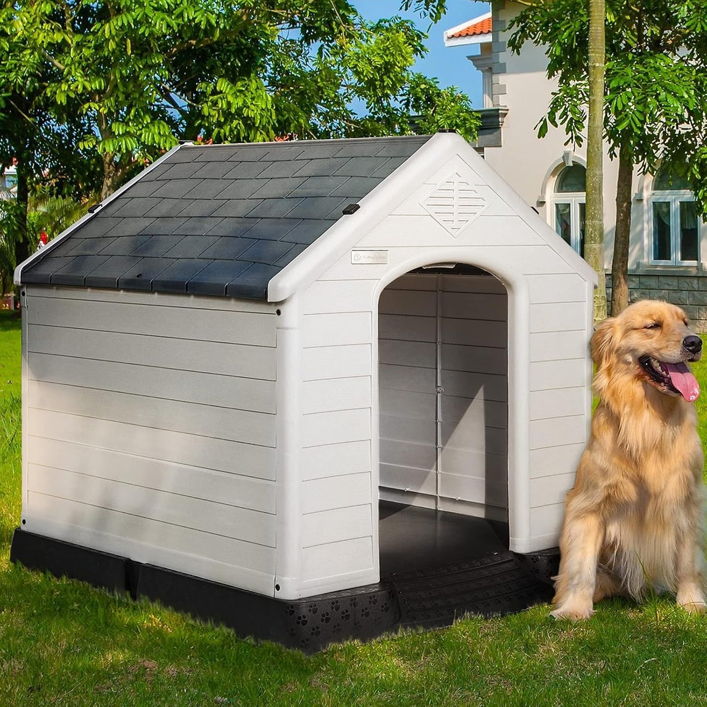 Durable Waterproof Dog House for Small to Large Dogs - 34in