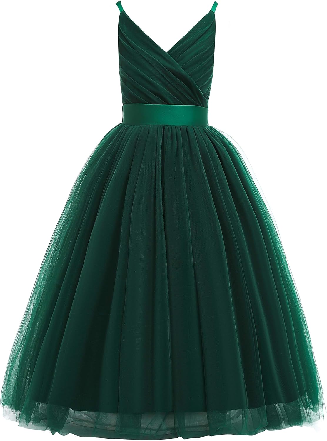 Elegant Emerald Green Tulle Dress for Girls by Glamulice