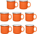 15 Oz Orange Campfire Mugs Set of 8 - Retro Ceramic Coffee Cups