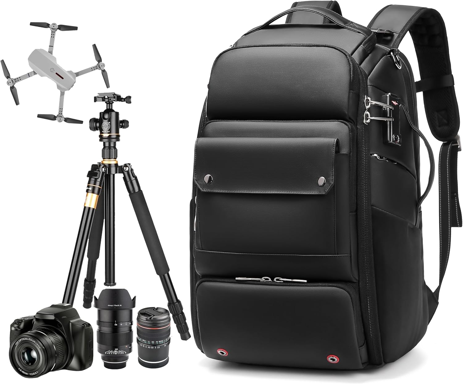 Waterproof DSLR Camera Backpack with TSA Lock for Travel