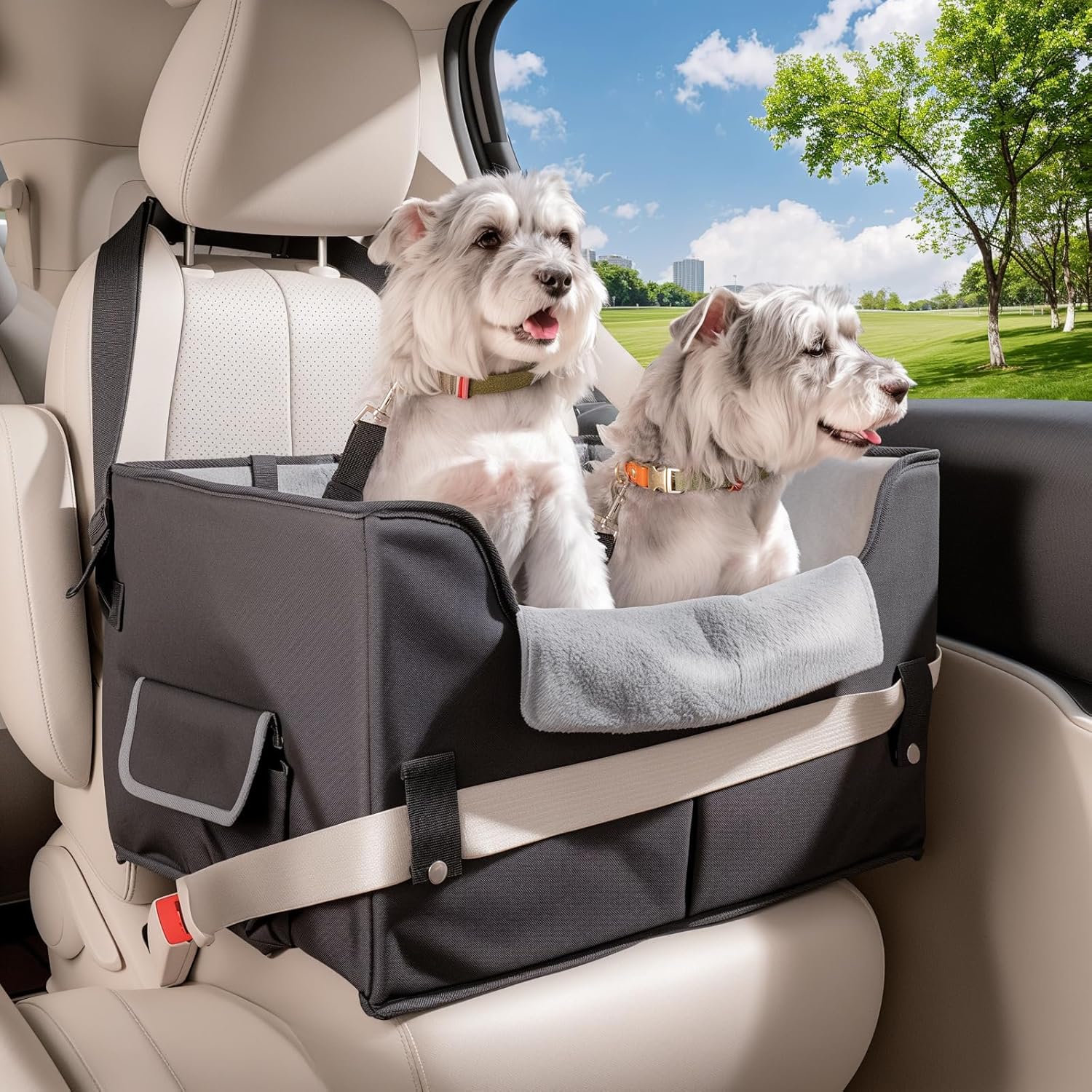 Portable Dog Car Seat w/ Harness & Cushion - NOVOLAB