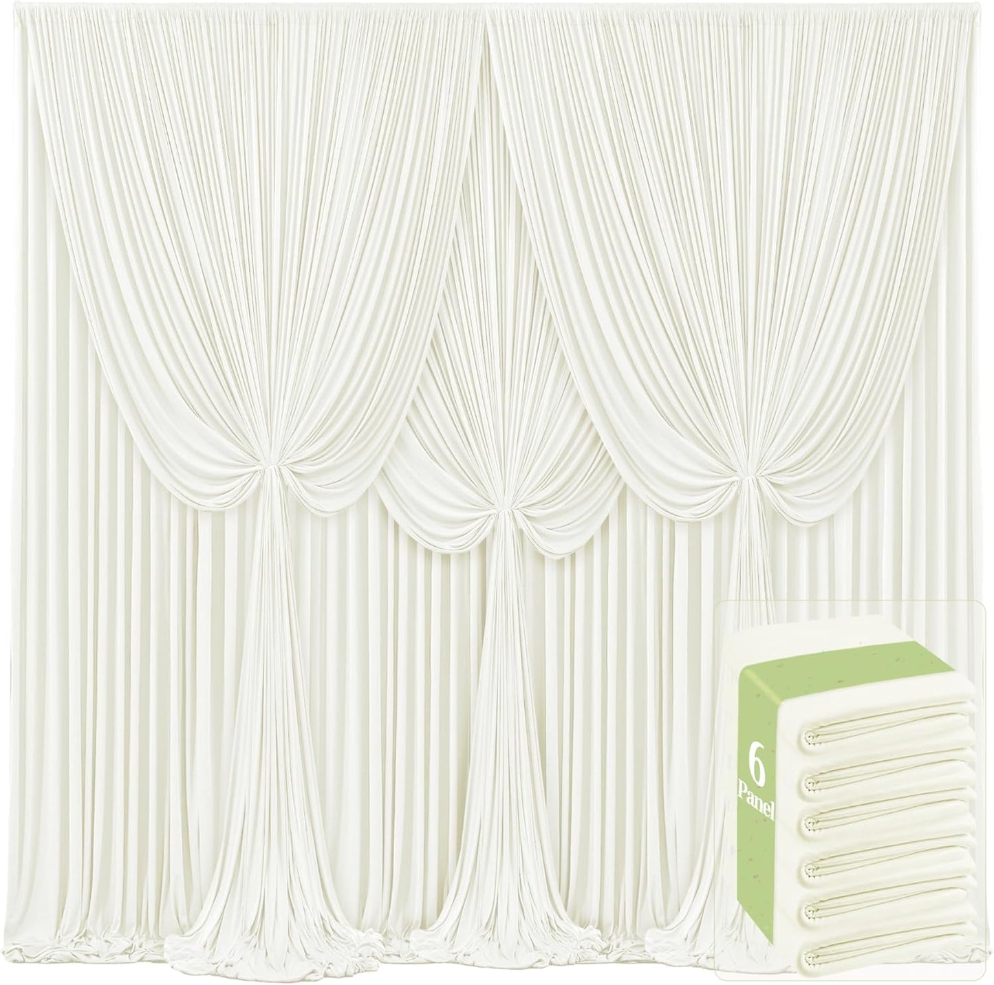 6 Panels Ivory Backdrop Curtains for Elegant Wedding Decor