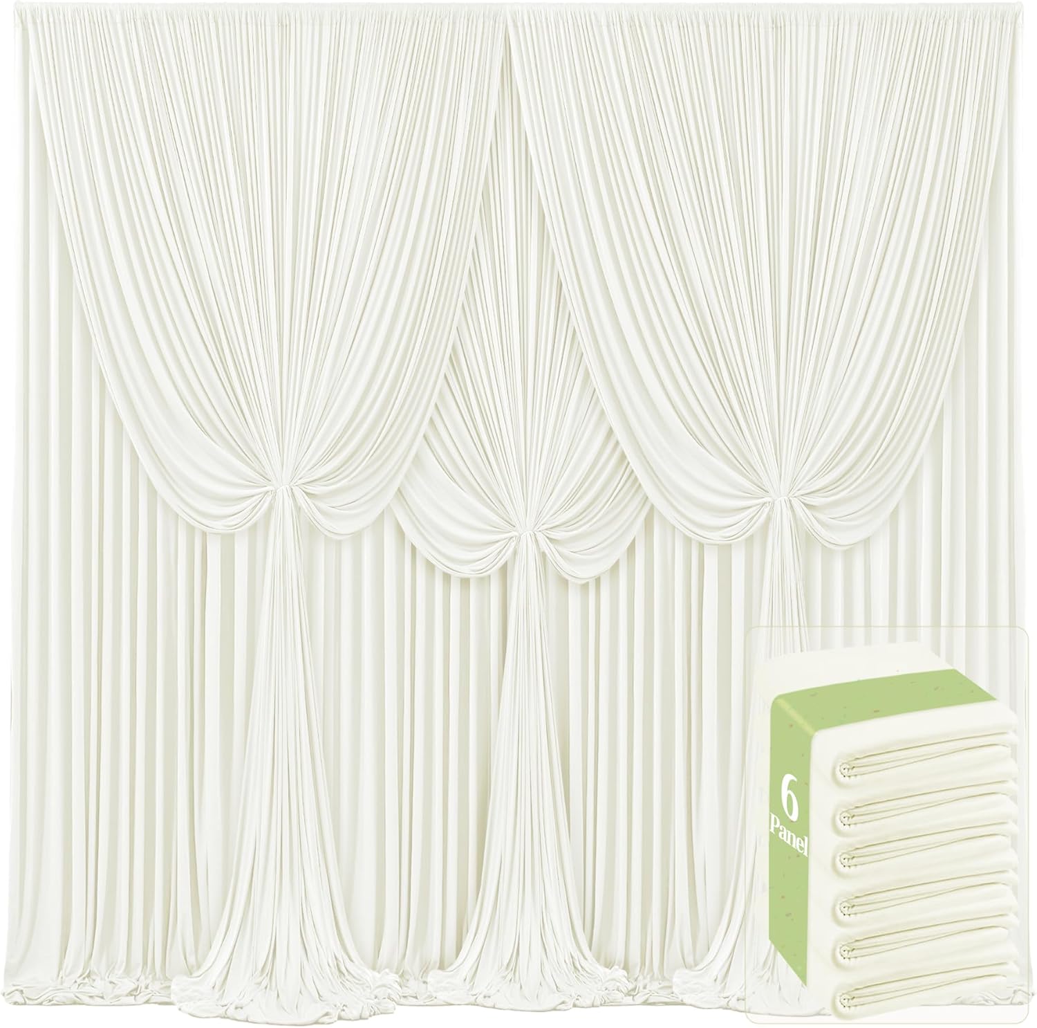 6 Panels Ivory Backdrop Curtains for Elegant Wedding Decor