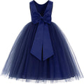 Classic V-Back Satin Dress for Flower Girls at Celebrations