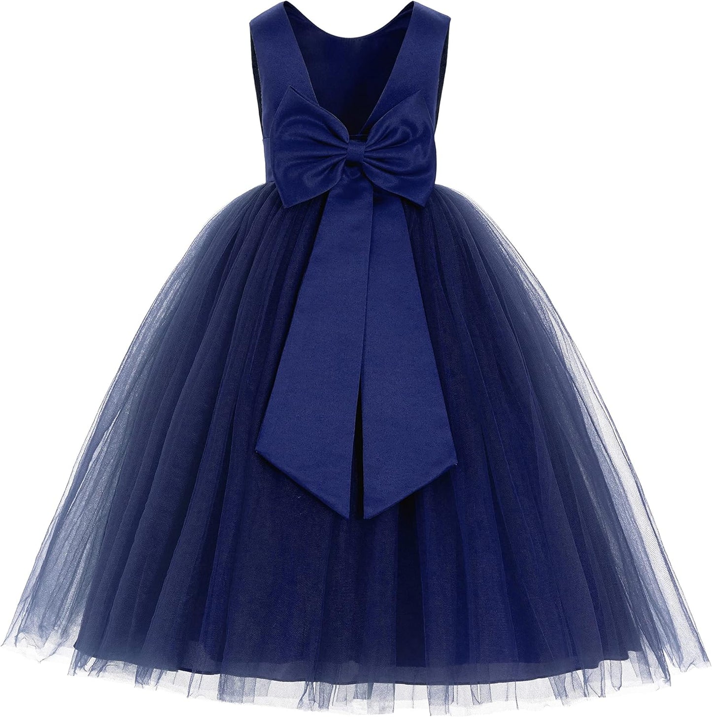 Elegant V-Back Satin Flower Girl Dress for Special Occasions