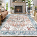 LIVEBOX 8x10 Washable Area Rug - Soft Vintage Tribal Medallion