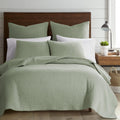Cross Stitch Reversible Full/Queen Quilt Set - Lightweight Sage