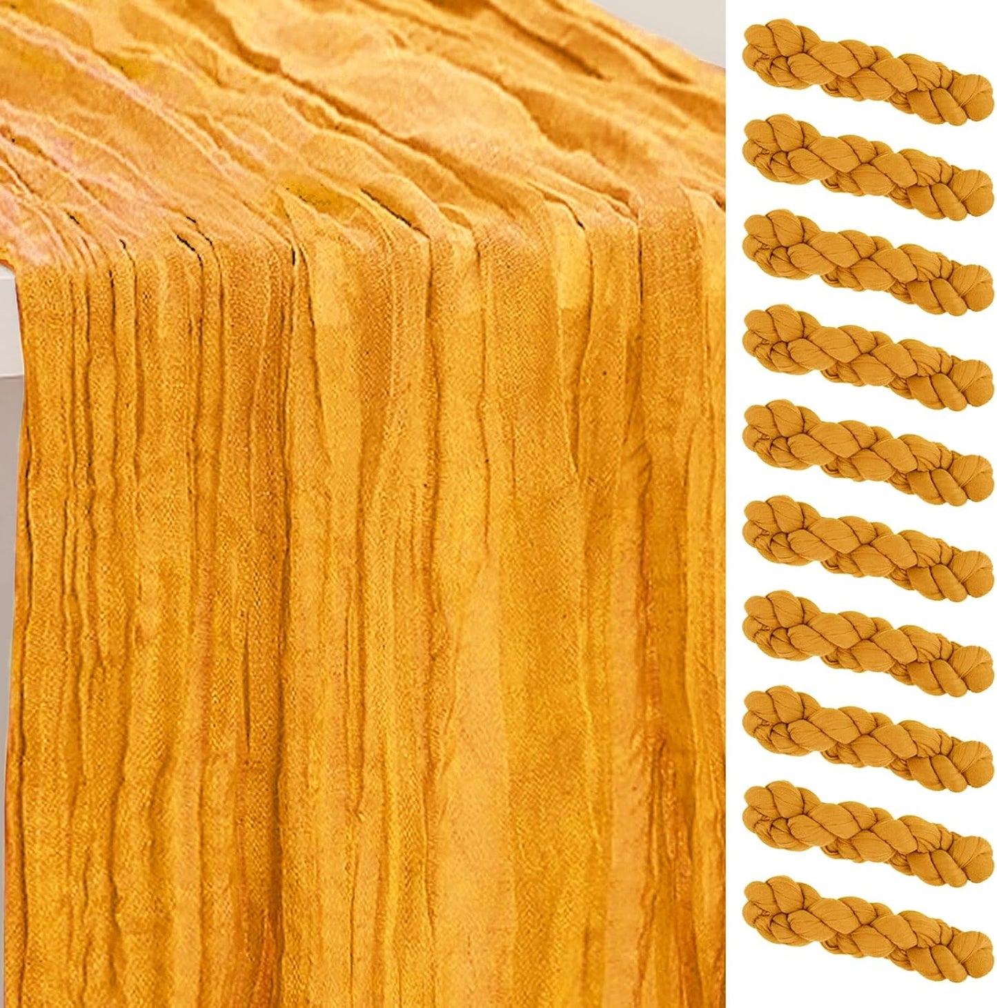 10 Pack Gold Cheesecloth Table Runner for Elegant Events