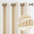 Boho Linen Curtains Gold Foil Print 52in x 108in - Light Filtering
