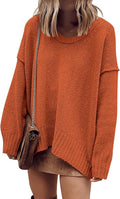 ANRABESS Women's Oversized Scoop V Neck Batwing Sweater - Soft Fall