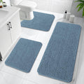 Chenille Bath Rug Set 3 Piece - Soft Absorbent Quick-Dry Mats