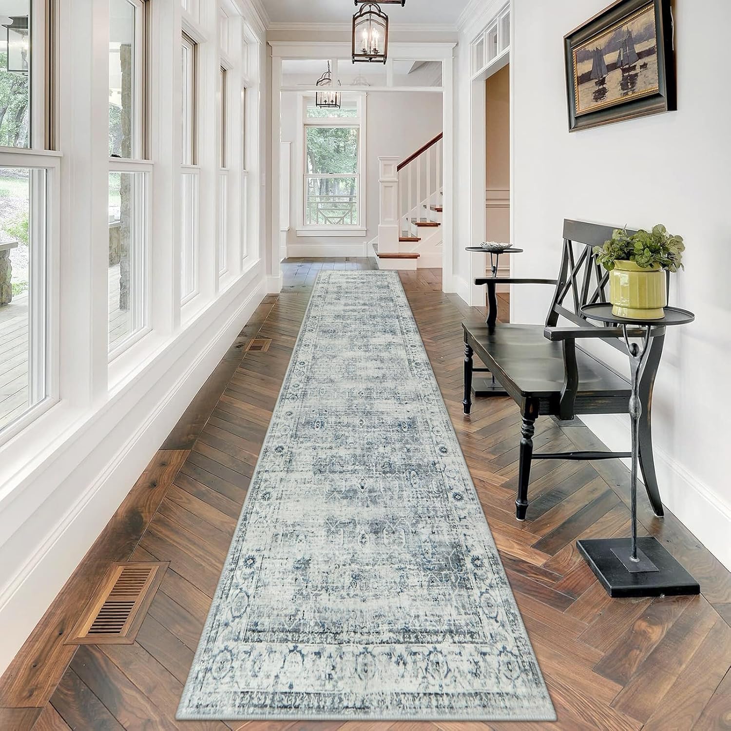 Morebes Vintage Hallway Runner Rug 12 ft Soft Non-Slip Carpet