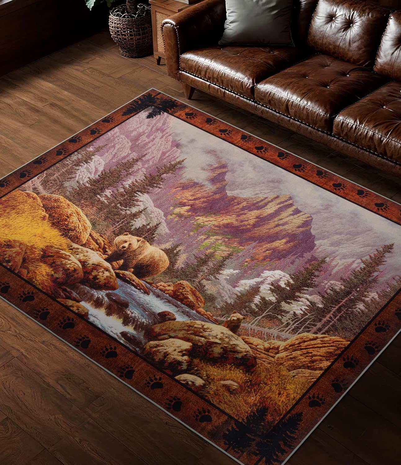 YIHOUSE Rustic Cabin Area Rug for Bedroom 5x7, Washable Design