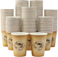 300 Pack 12oz Paper Coffee Cups - Retro Design, Leak-Proof Disposable