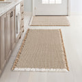 Brown & White Waffle Bath Rugs Set of 2 17x24 + 18x30 - Boho Absorbent