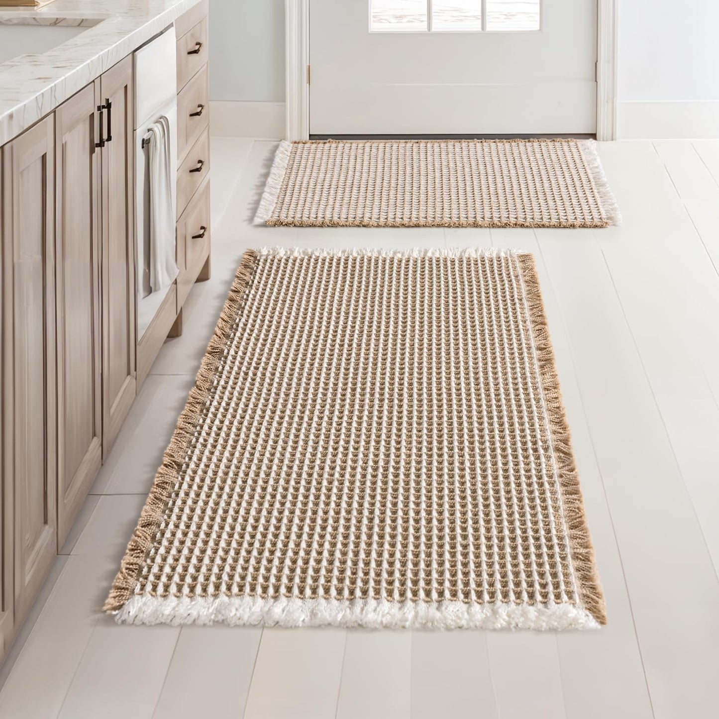 MIULEE Set of 2 Waffle Bathroom Rugs for Cozy Bath Experience