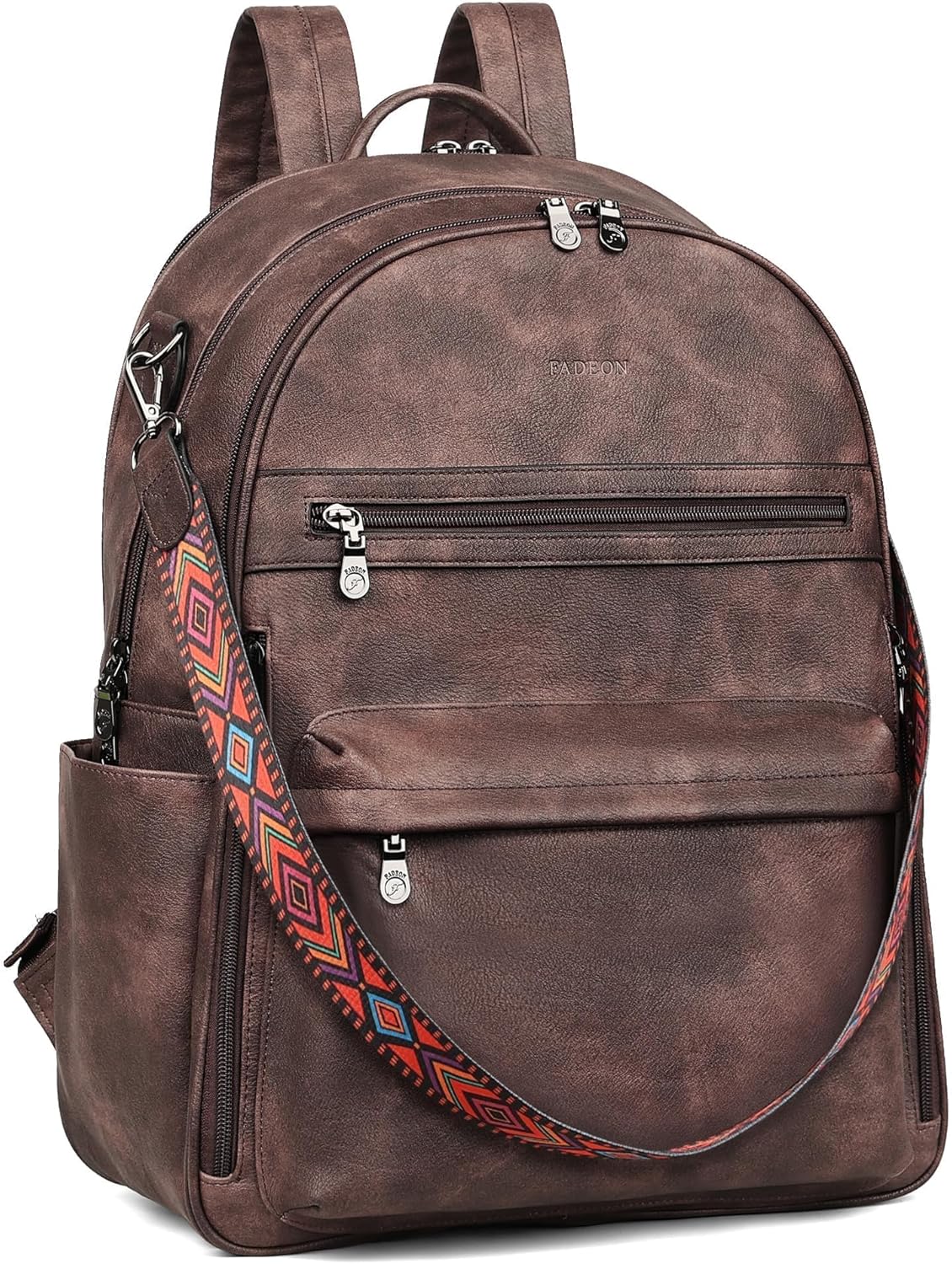 FADEON 15.6 inch Laptop Backpack Purse for Women in Coffee Brown