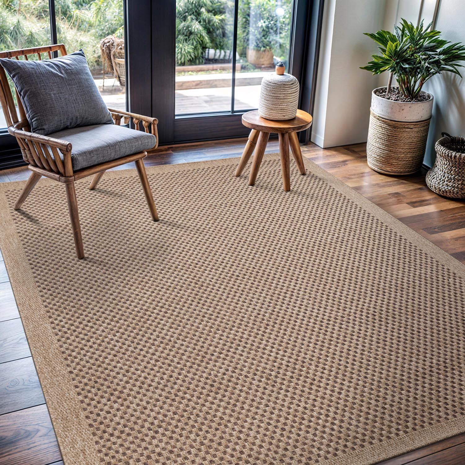 CAMILSON Easy Jute Rug 4x6 for Indoor Outdoor Use, Durable Design
