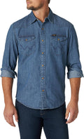 Wrangler Men's Iconic Denim Snap Shirt - Classic Western Fit