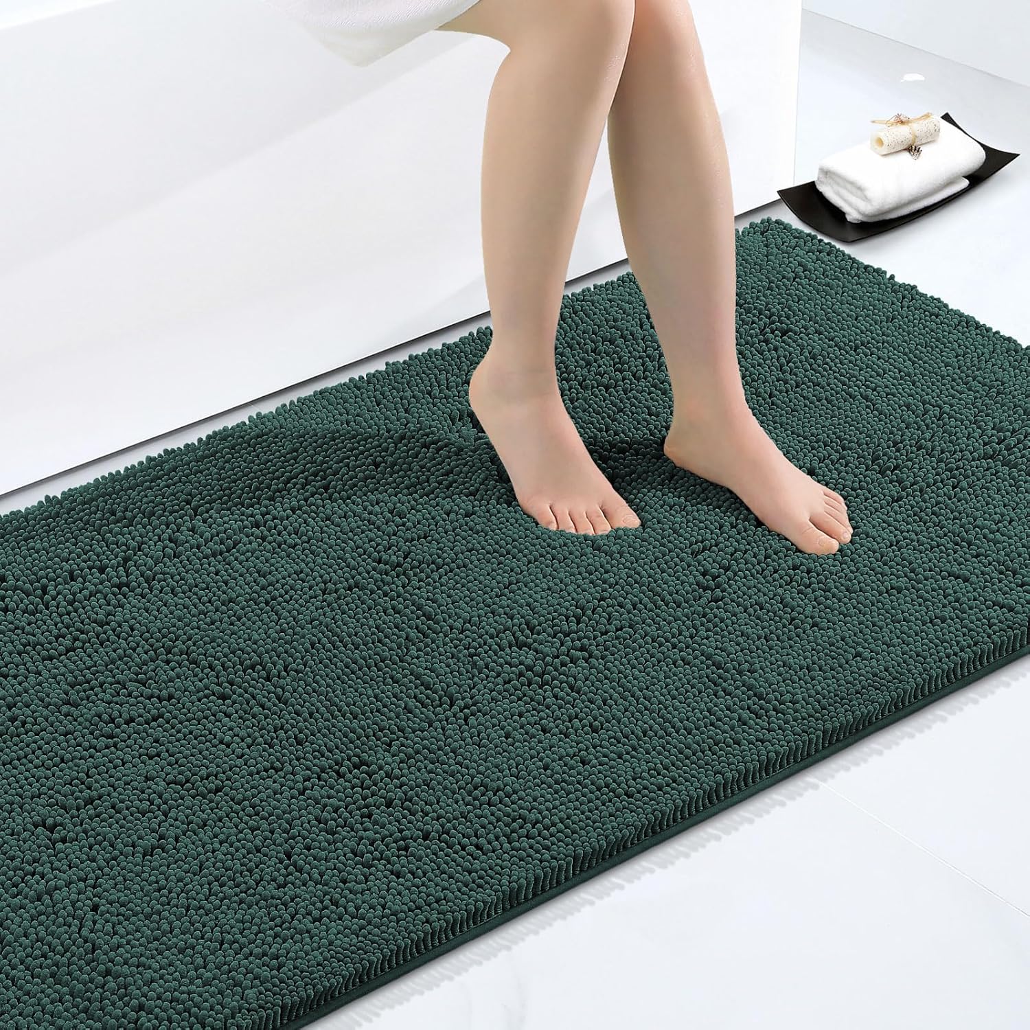 Smiry Luxury Chenille Bathroom Rugs - Soft, Absorbent, Non-Slip