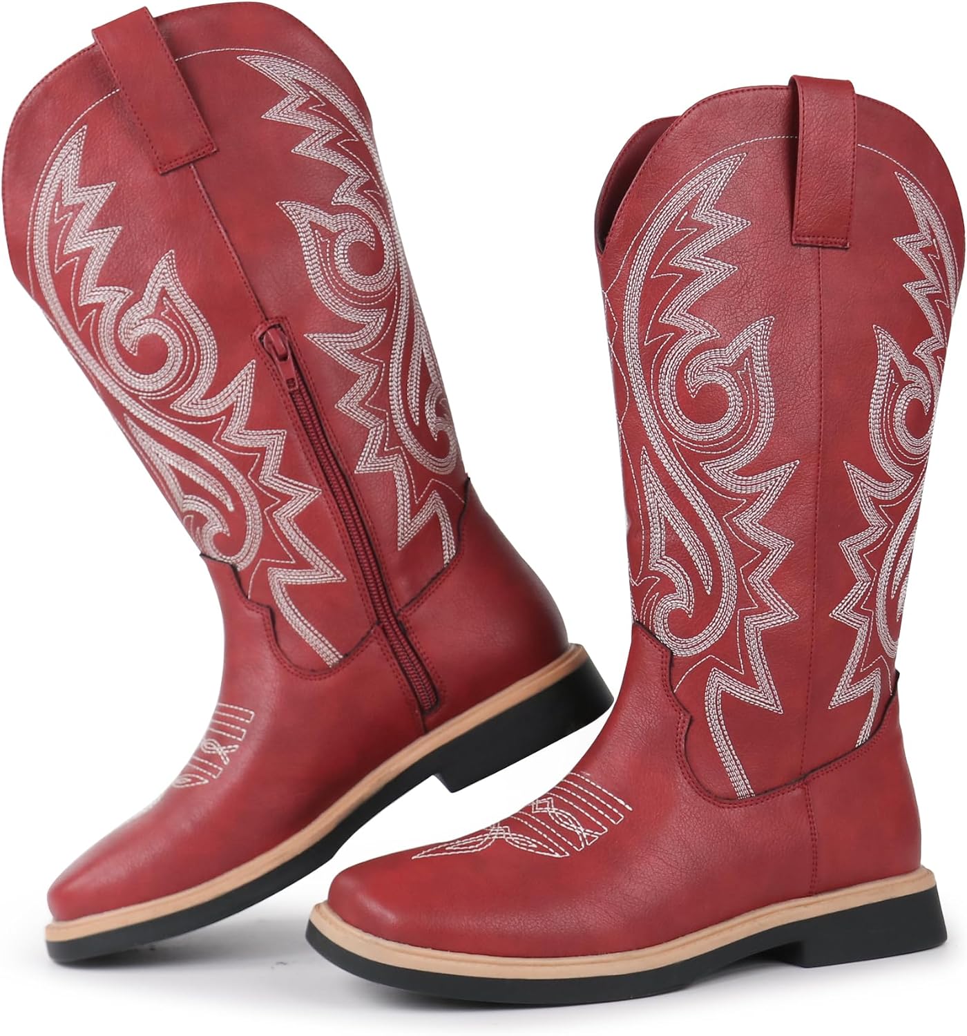 Hawkwell Women's Cowboy Boots with Square Toe and Zipper