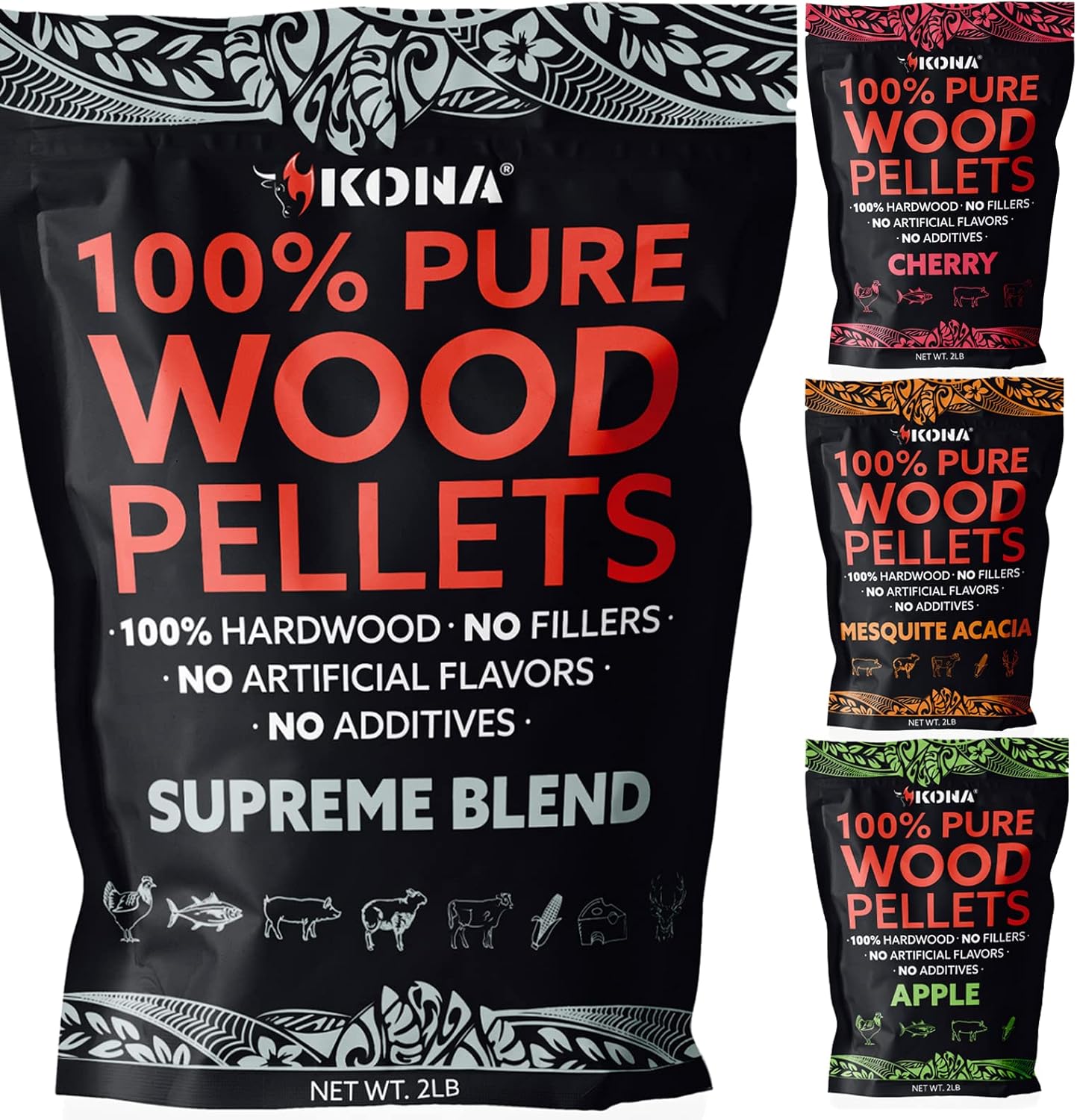 Kona Smoker Grilling Pellet Variety Pack for Flavorful BBQ