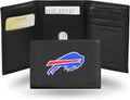 NFL Embroidered Genuine Leather Tri-fold Wallet - Slim Design