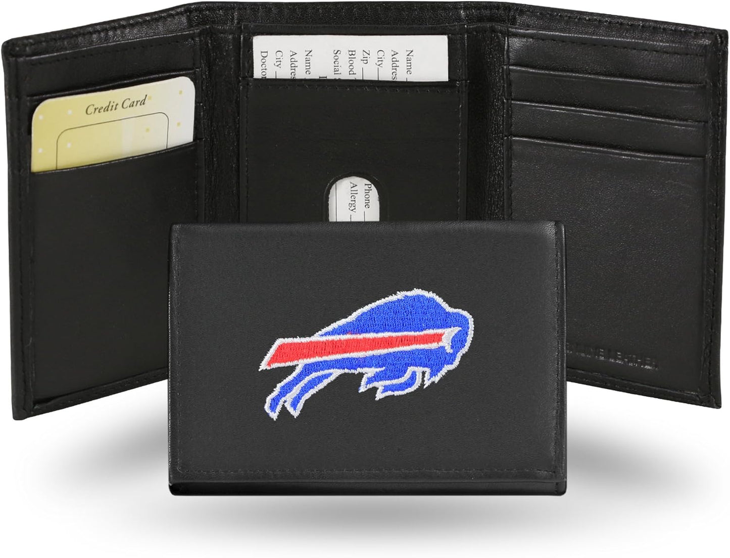 NFL Embroidered Genuine Leather Tri-fold Wallet - Slim Design