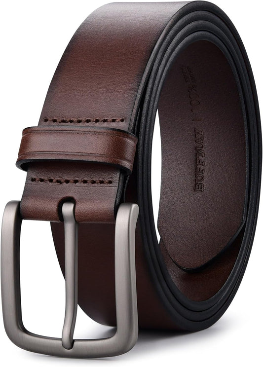 Buffway Men's Leather Belt - Handmade Top-Grain Leather Style