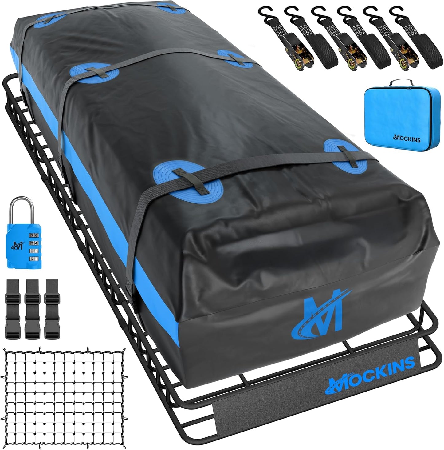 Mockins XL Extendable Roof Rack Cargo Carrier with Waterproof Bag