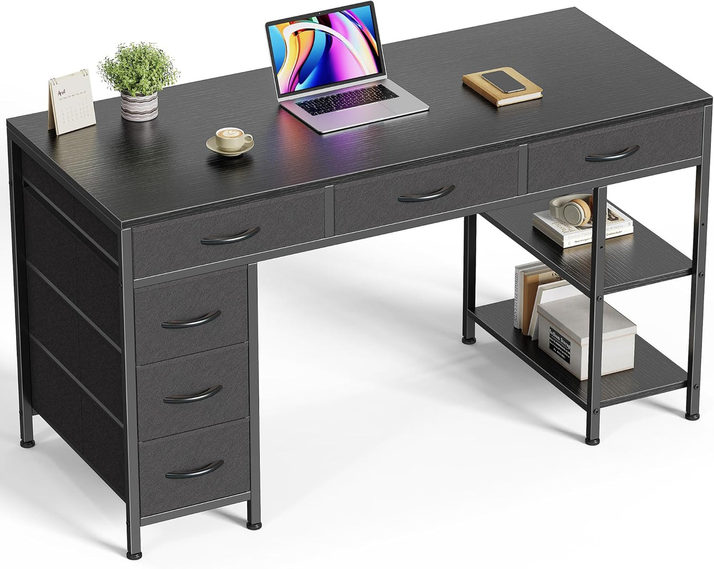 Huuger Computer Desk with 6 Drawers for Home Office and Gaming