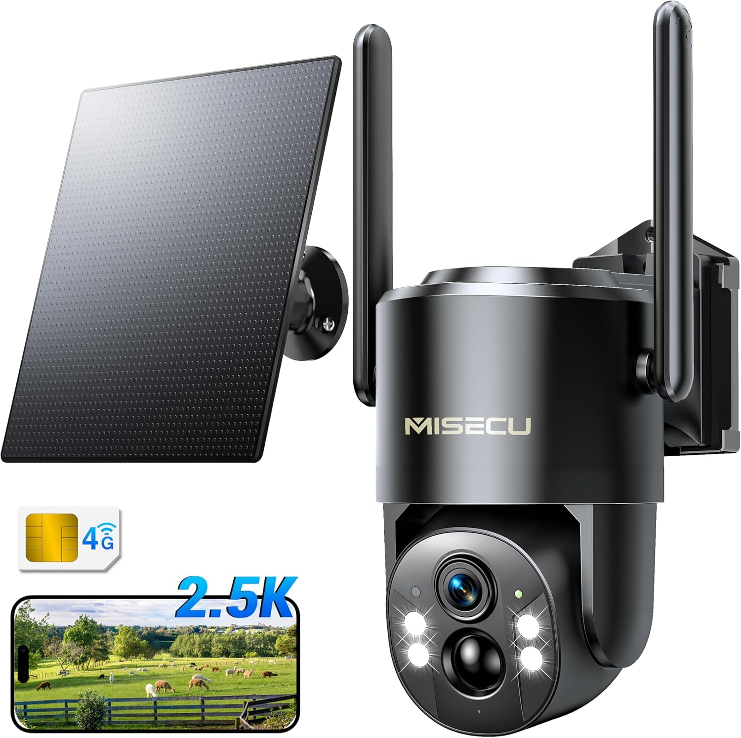 4G LTE Cellular Security Camera with Solar Power for Outdoors