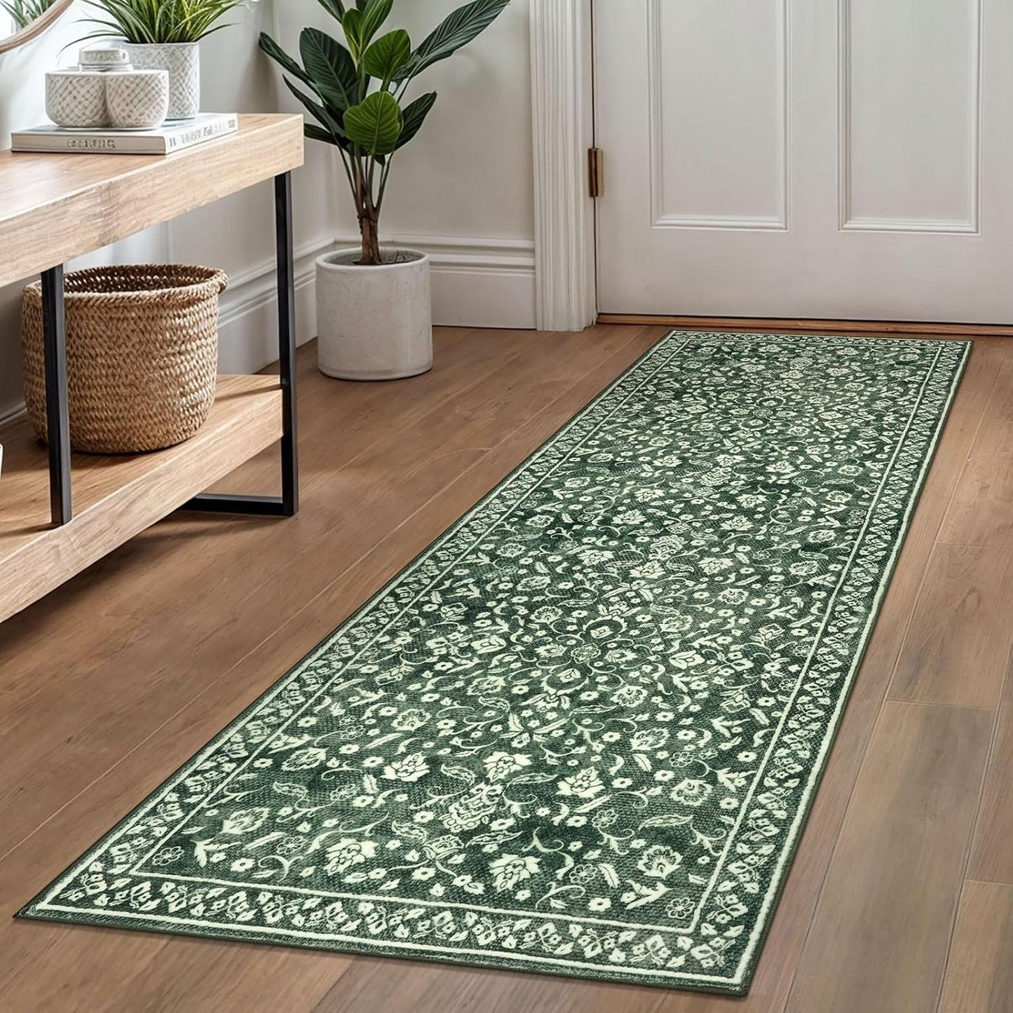 Vintage Washable Runner Rug 2x6 for Hallways and Kitchens