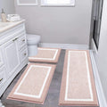 Pauwer 3-Piece Bathroom Shower Rug Set - Ultra Soft Dusty Pink