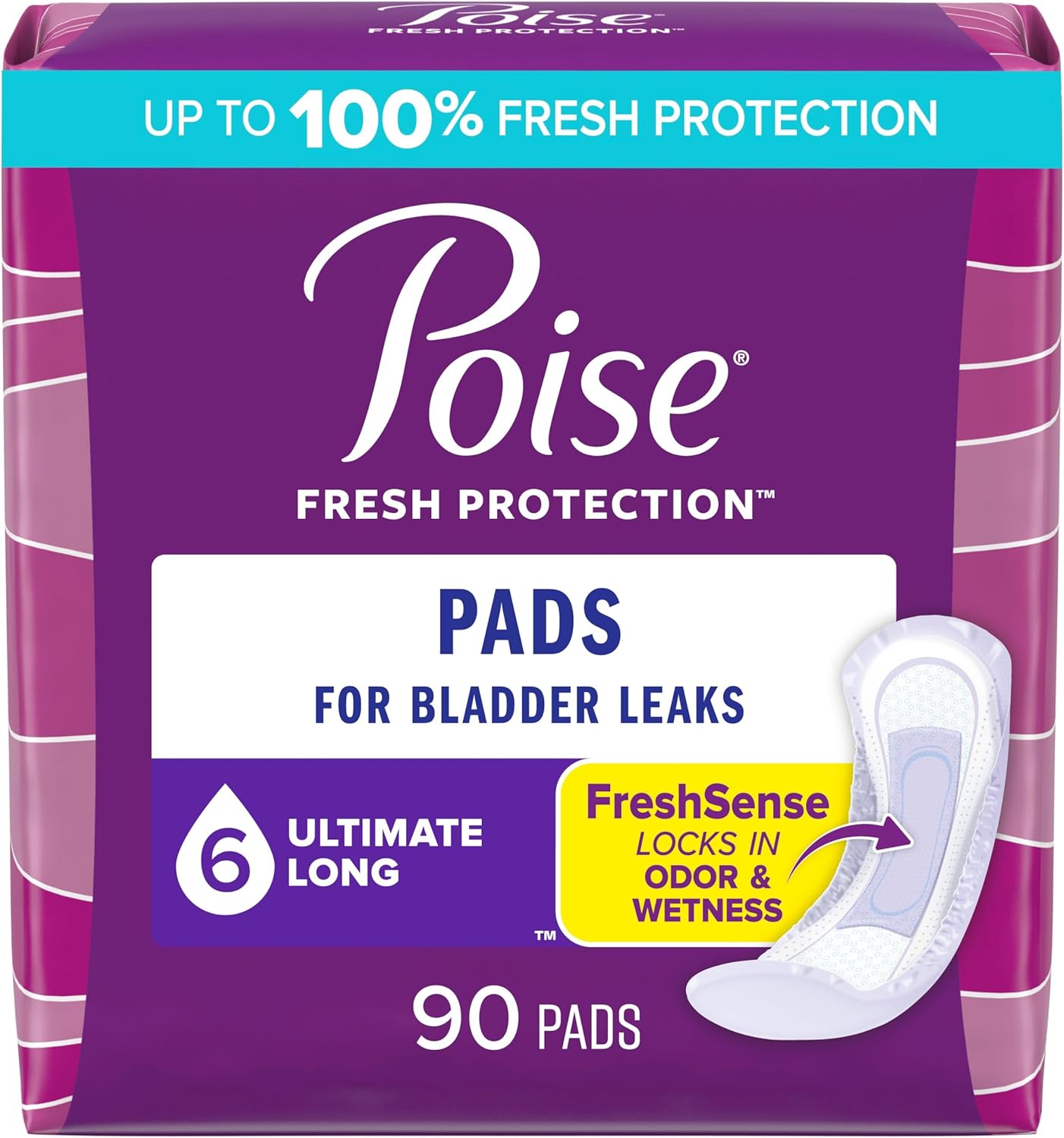 Poise 6 Drop Ultimate Absorbency Pads, 90 Count